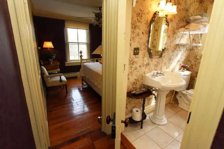 View of a vintage styled bathroom.